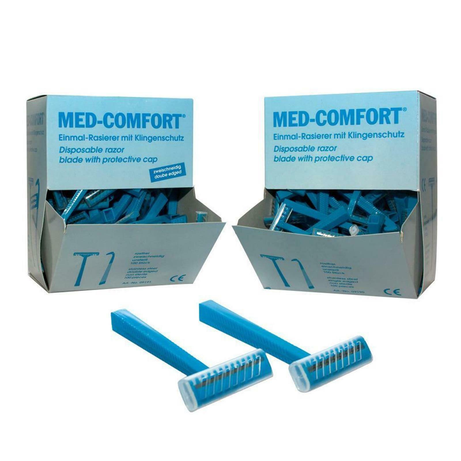 Med-comfort Einmalrasierer Blau 100 Stück 2- Schneidig Rasierer Einwegrasierer